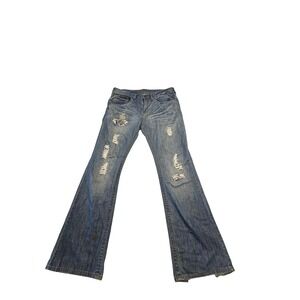 Guess Jeans Mens 36x32 Blue Distressed Bootcut Denim Pants X1202400000